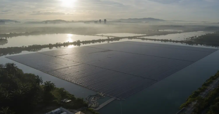 Floating solar panel systems not just provide clean power and leave no land footprint, but also conserve water by preventing evaporation.