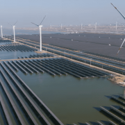The amount of wind and solar power under construction in China is now nearly twice as much as the rest of the world combined.